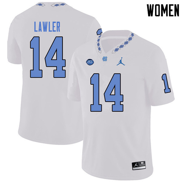 Jordan Brand Women #14 Jake Lawler North Carolina Tar Heels College Football Jerseys Sale-White